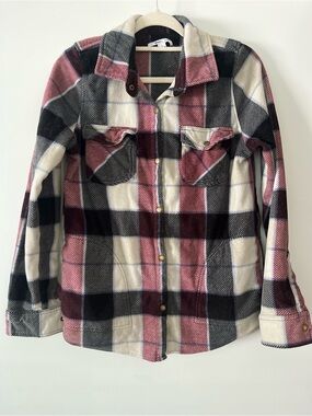O’neill Plaid Button-Up Shirt Jacket - Cream, Black & Pink